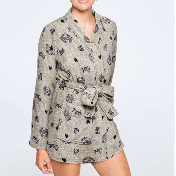 PINK Victoria's Secret Other - VS Pink Gray Teddy Robe size XS/S